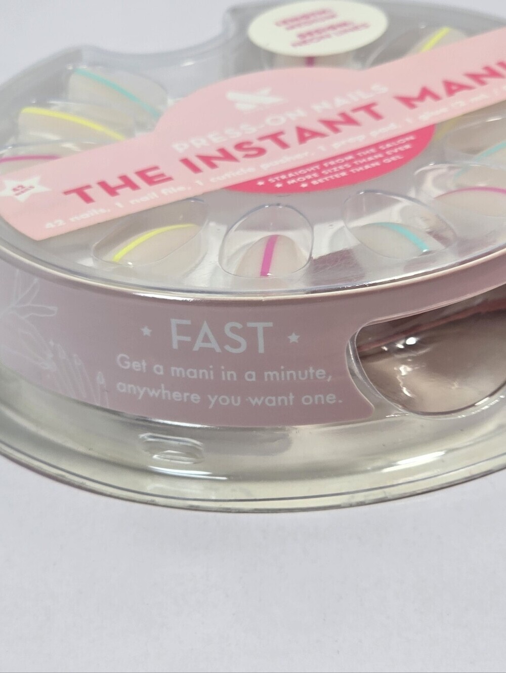 Olive & June The Instant Mani press-on nail set in the Neon Lines design Almond - Picture 7 of 11